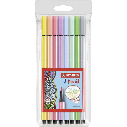 Premium-Filzstift - STABILO Pen 68 - 8er Pack - Pastellfarben