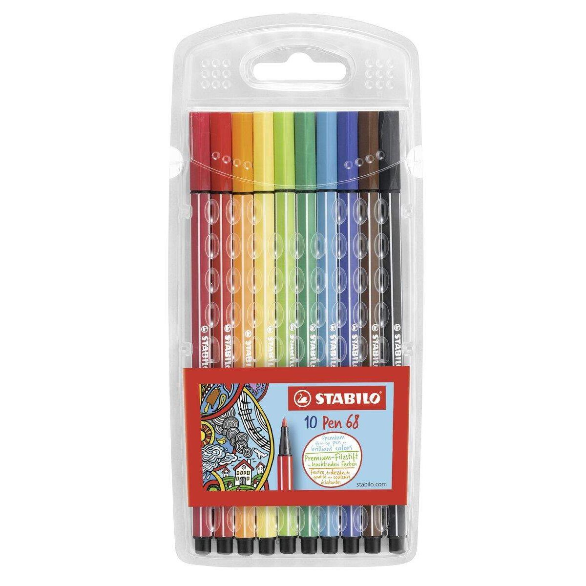 Premium-Filzstift - STABILO Pen 68 - 10er Pack - mit 10 verschiedenen Farben