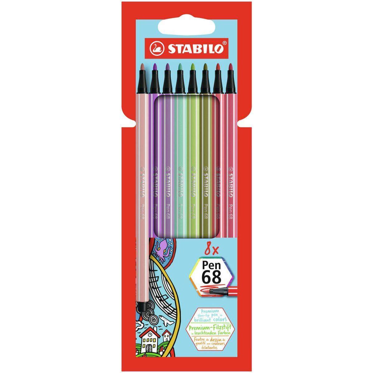 Premium-Filzstift - STABILO Pen 68 - 8er Pack - mit 8 verschiedenen Farben