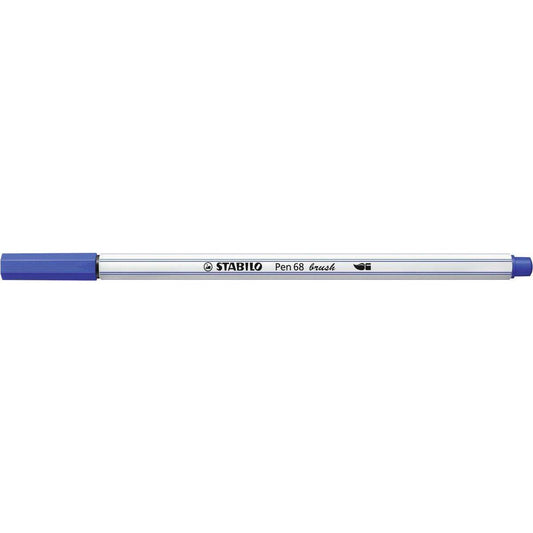 Premium-Filzstift mit Pinselspitze für variable Strichstärken - STABILO Pen 68 brush - Einzelstift - ultramarinblau