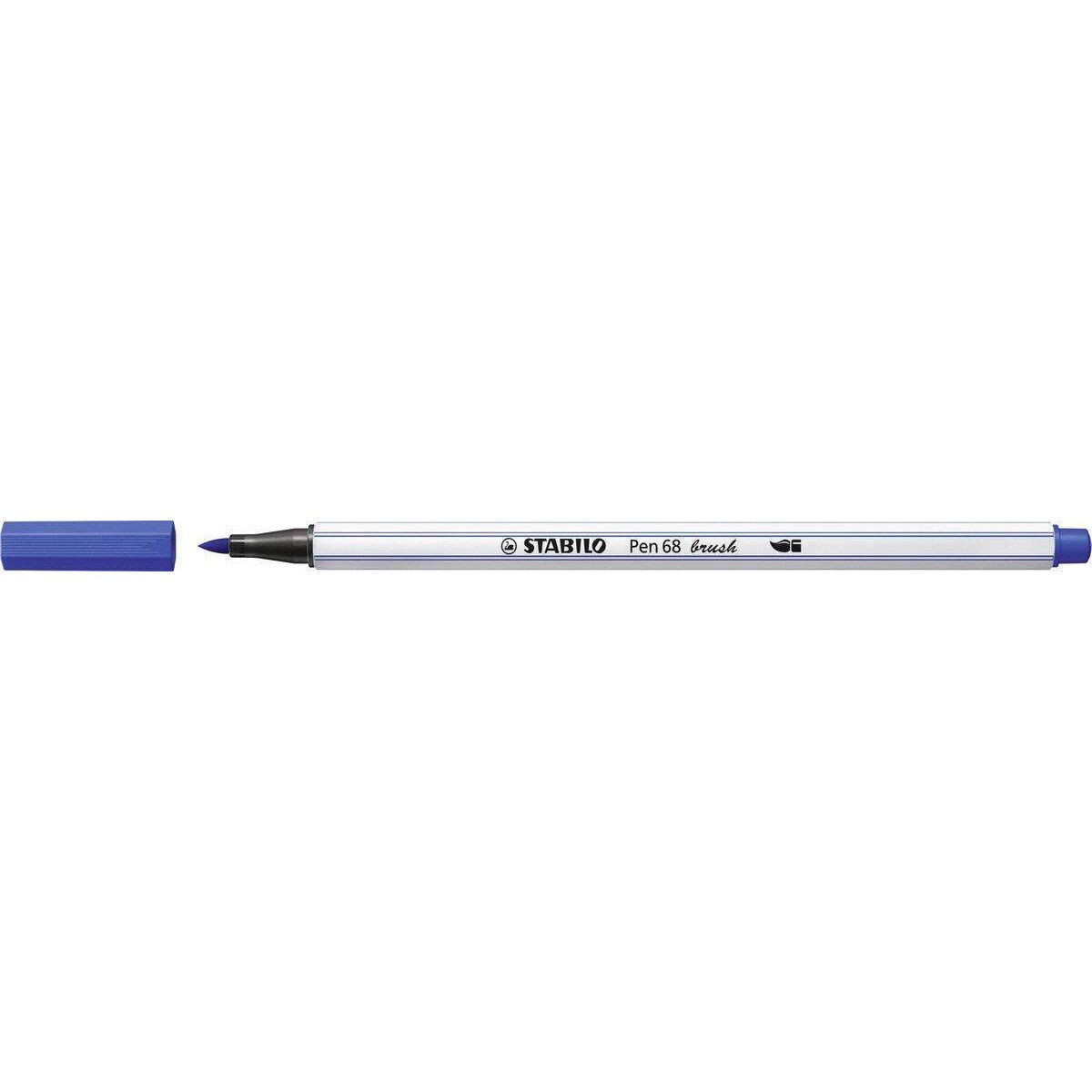 Premium-Filzstift mit Pinselspitze für variable Strichstärken - STABILO Pen 68 brush - Einzelstift - ultramarinblau