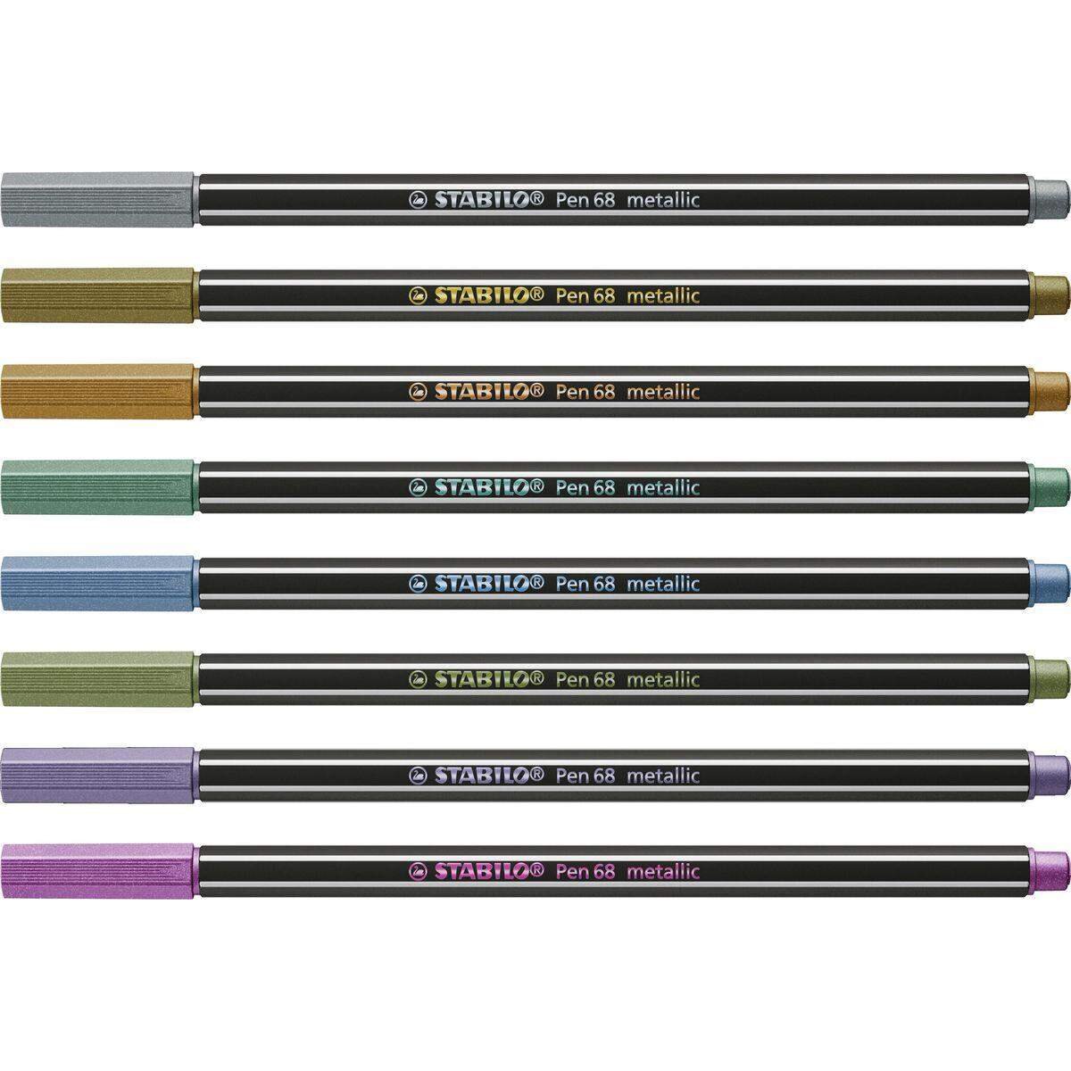 Premium Metallic-Filzstift - STABILO Pen 68 metallic - 8er Metalletui - mit 8 verschiedenen Metallic-Farben