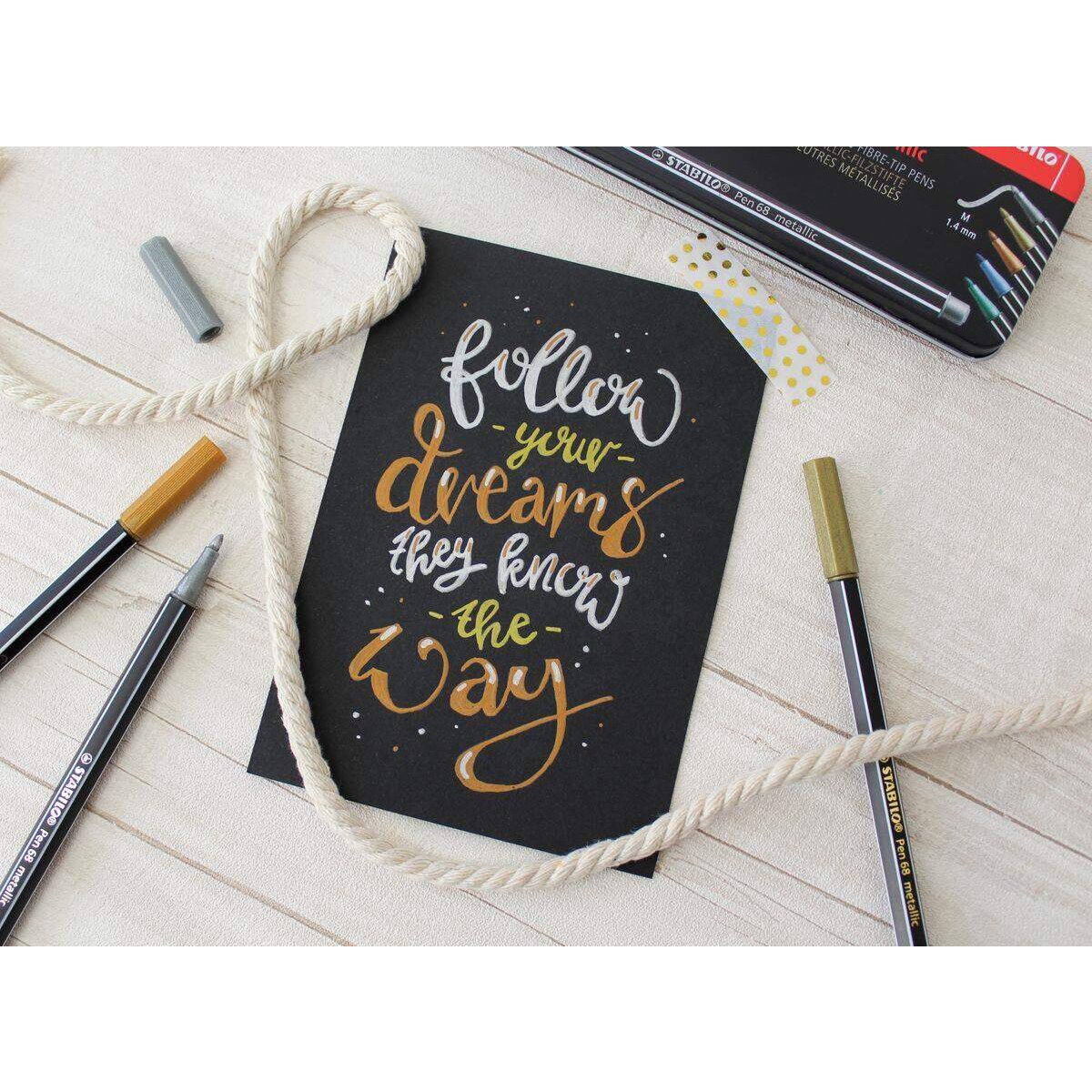 Premium Metallic-Filzstift - STABILO Pen 68 metallic - 8er Metalletui - mit 8 verschiedenen Metallic-Farben