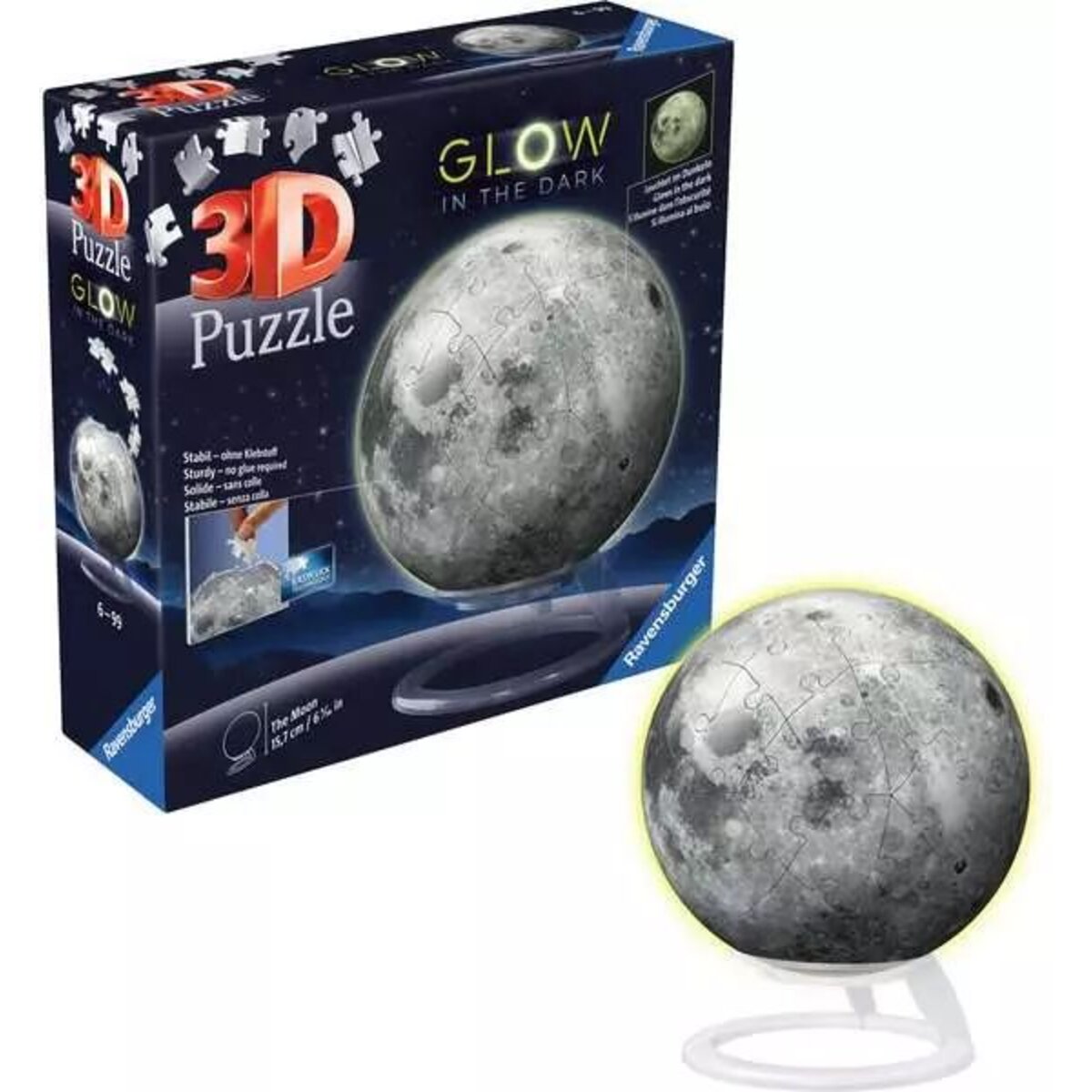 Ravensburger 3D Puzzle - Puzzle-Ball Der Mond - Glow-in-the-Dark, 73 Teile