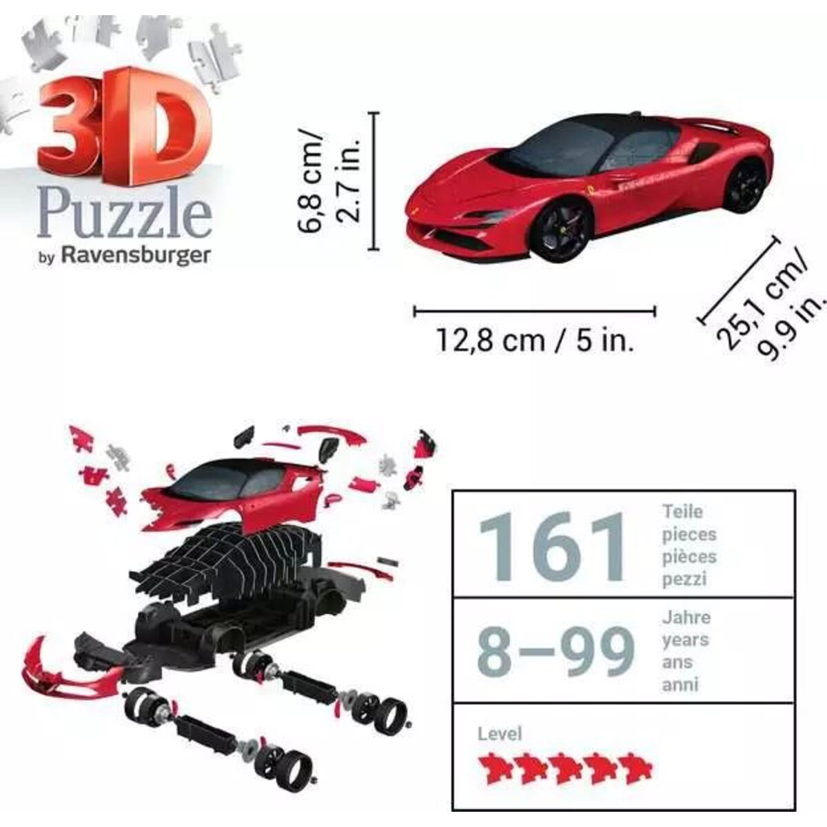 Ravensburger 3D Puzzle - Ferrari SF 90 Stradale, 161 Teile