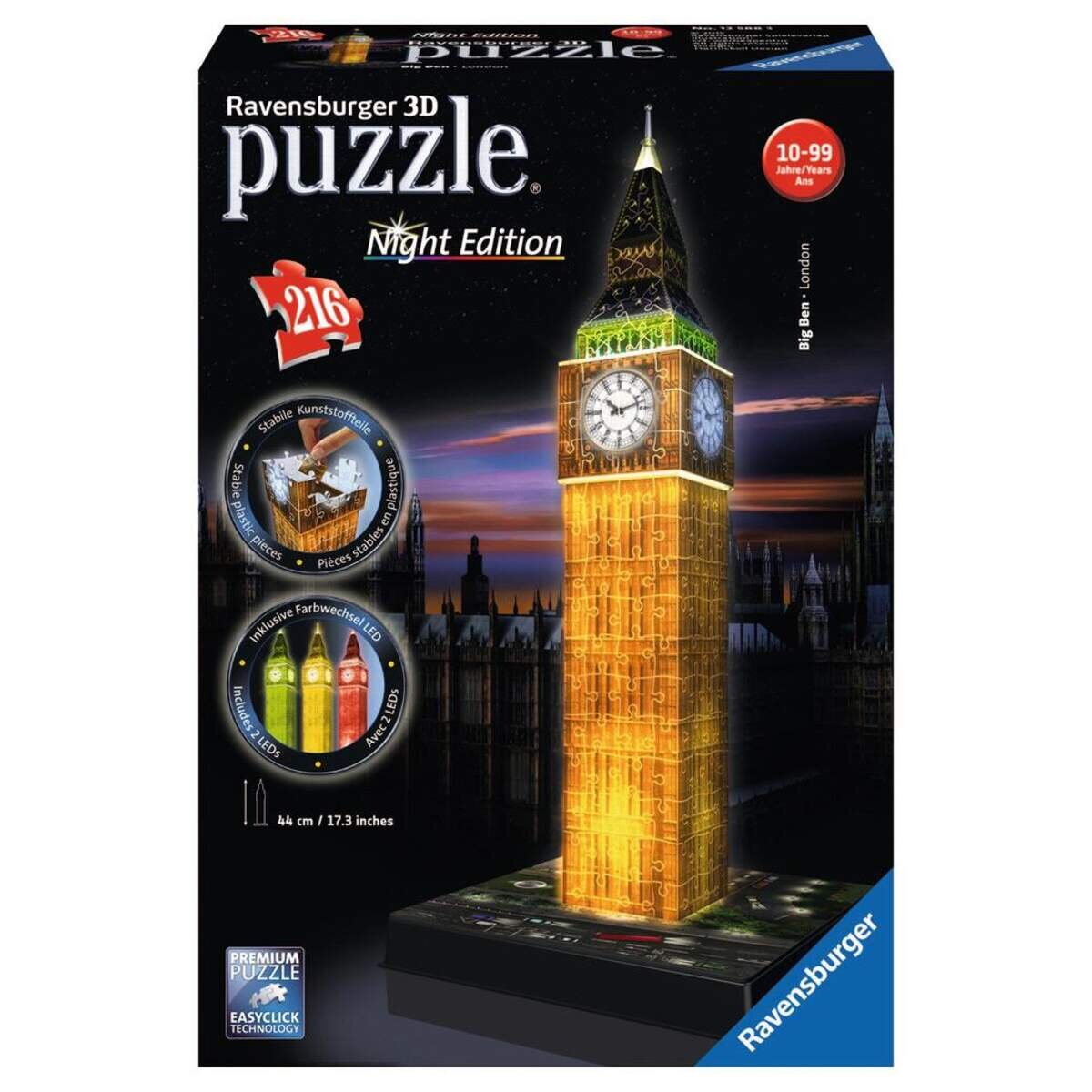 Ravensburger 3D Puzzle Big Ben bei Nacht, 216 Teile