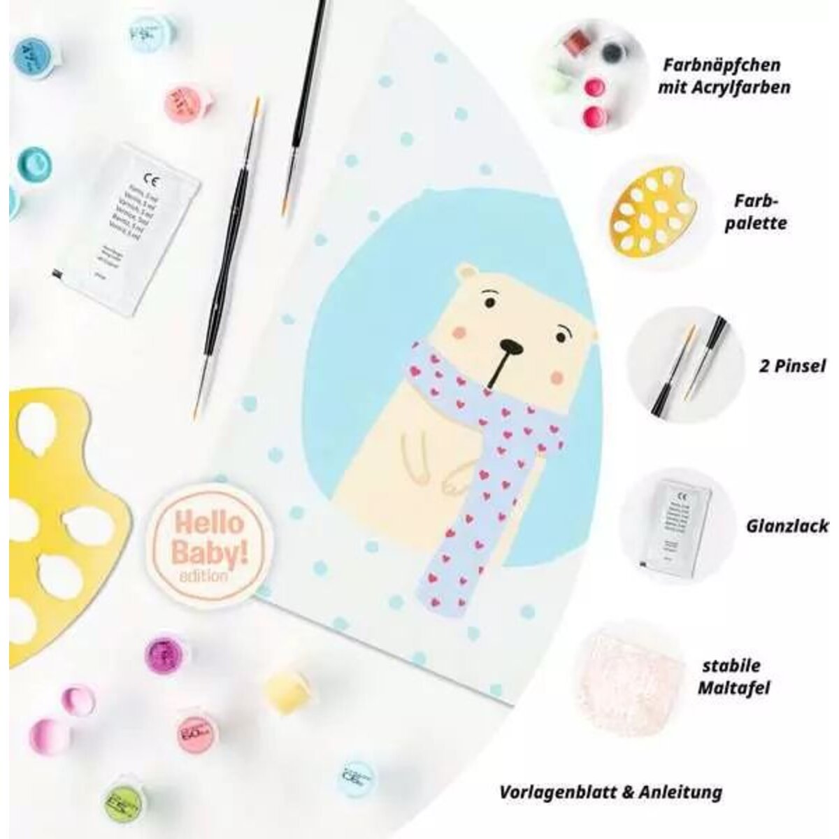 Ravensburger CreArt Hello Baby: Cute Polar Bear - Malen nach Zahlen für Erwachsene