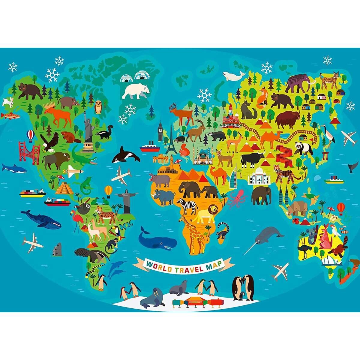 Ravensburger Kinderpuzzle - Tierische Weltkarte, 150 Teile