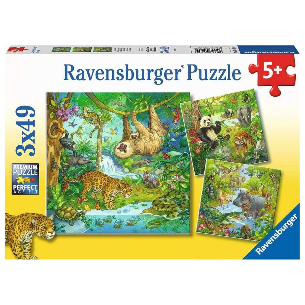 Ravensburger Kinderpuzzle 05180 - Im Urwald - 3x49 Teile