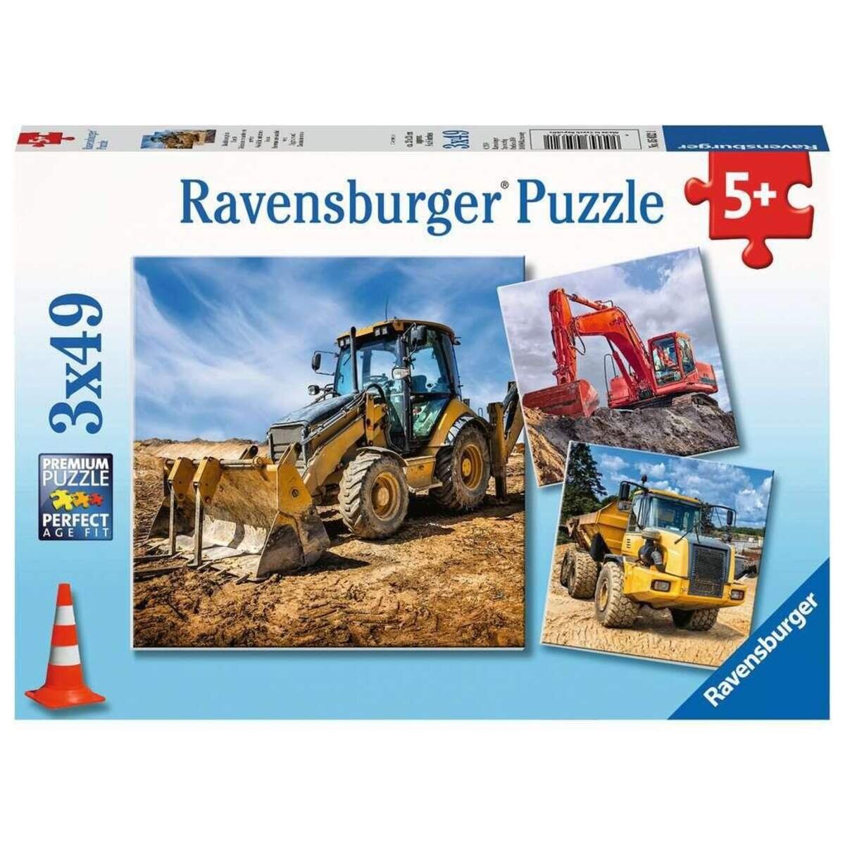 Ravensburger Kinderpuzzle Baufahrzeuge im Einsatz, 3x49 Teile