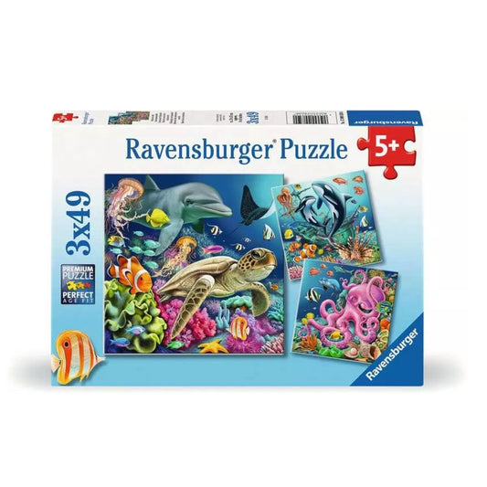 Ravensburger Kinderpuzzle Unterwasserwelt, 3x49 Teile