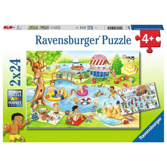 Ravensburger Kinderpuzzle Freizeit am See, 2x24 Teile