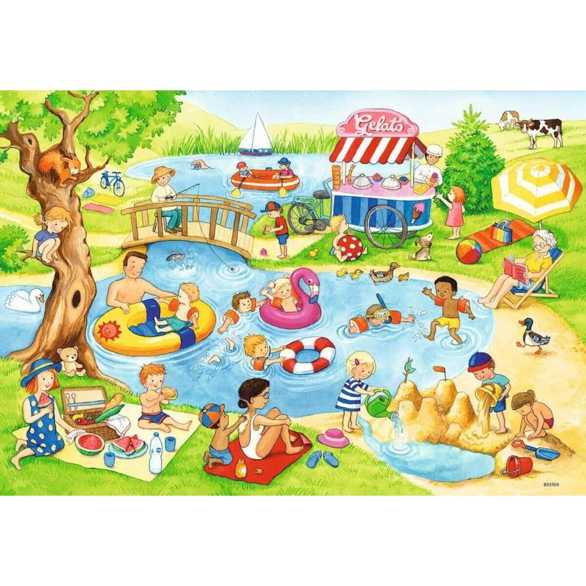 Ravensburger Kinderpuzzle Freizeit am See, 2x24 Teile