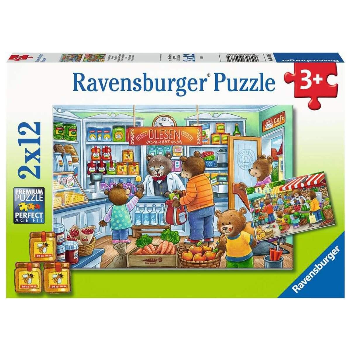 Ravensburger Kinderpuzzle Komm, wir gehen einkaufen, 2x12 Teile