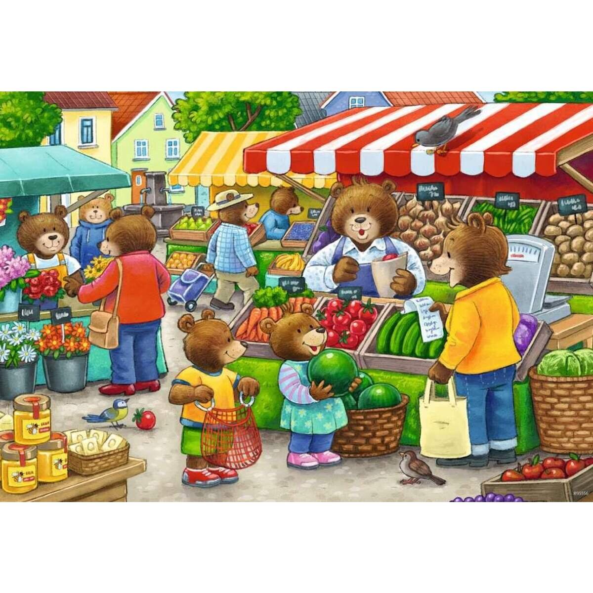 Ravensburger Kinderpuzzle Komm, wir gehen einkaufen, 2x12 Teile