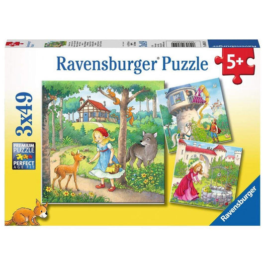 Ravensburger Kinderpuzzle Rapunzel, Rotkäppchen & der Froschkönig, 3x49 Teile