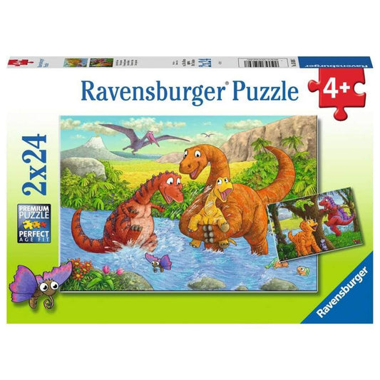 Ravensburger Kinderpuzzle Spielende Dinos, 2x24 Teile