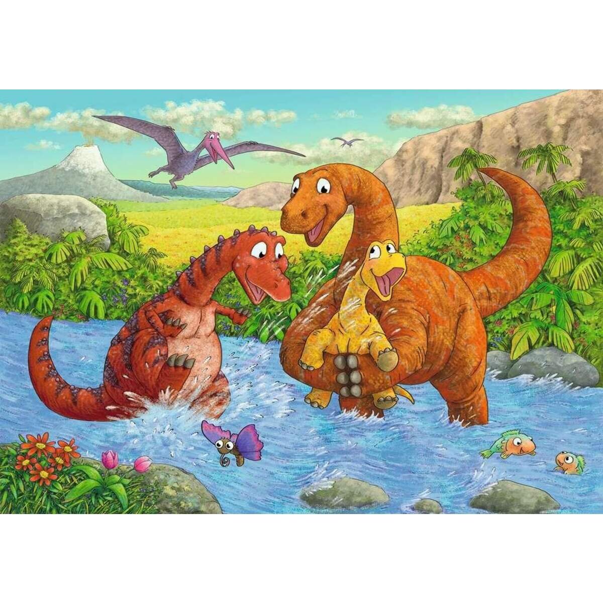 Ravensburger Kinderpuzzle Spielende Dinos, 2x24 Teile