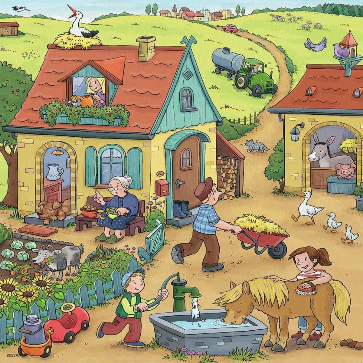 Ravensburger Kinderpuzzle Viel los auf dem Bauernhof, 3x49 Teile