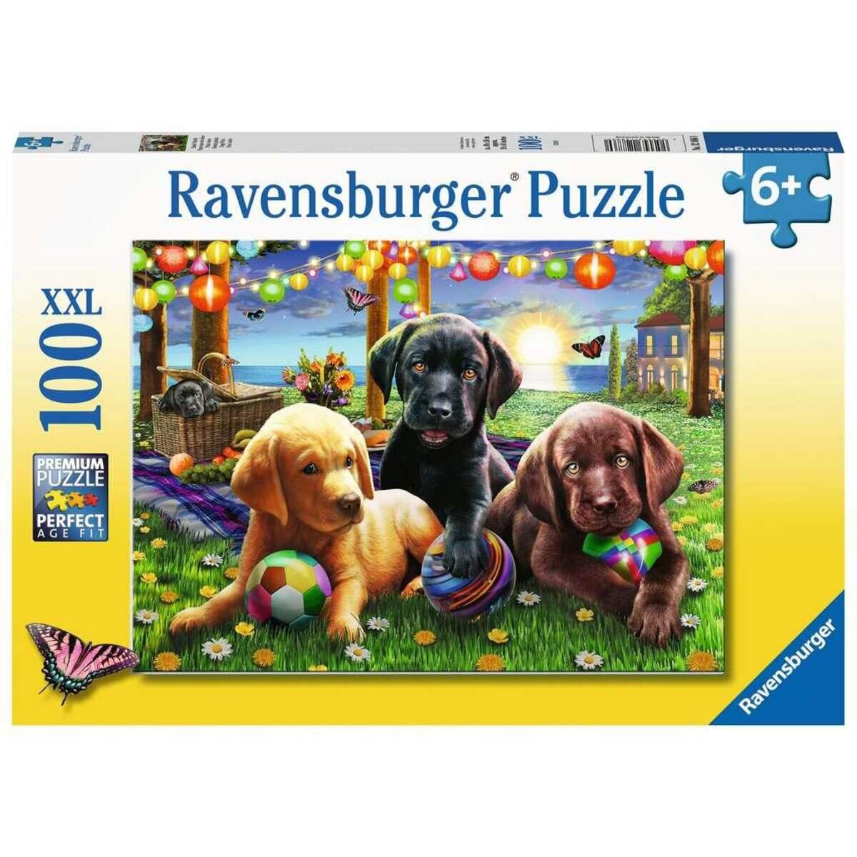 Ravensburger Kinderpuzzle XXL Hunde Picknick, 100 Teile