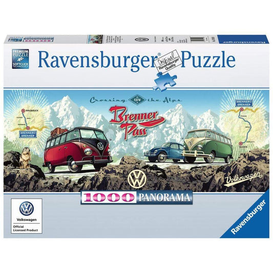 Ravensburger Panorama Puzzle Mit dem VW Bulli über den Brenner, 1000 Teile