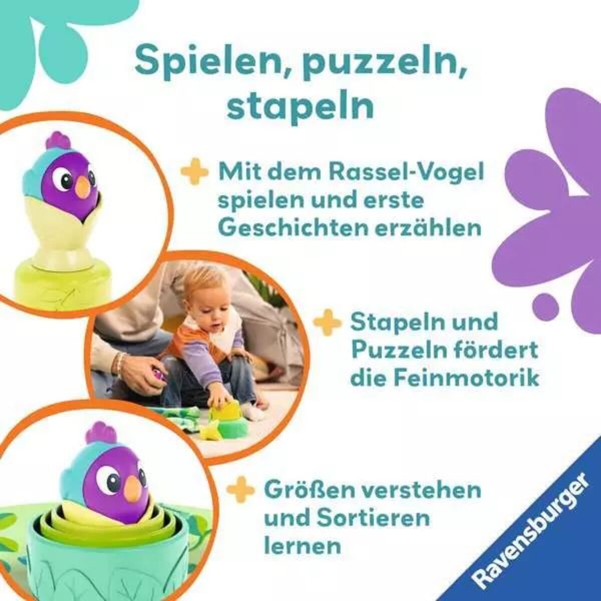 Ravensburger play+ Baby-Stapel-Puzzle: Vogelnest