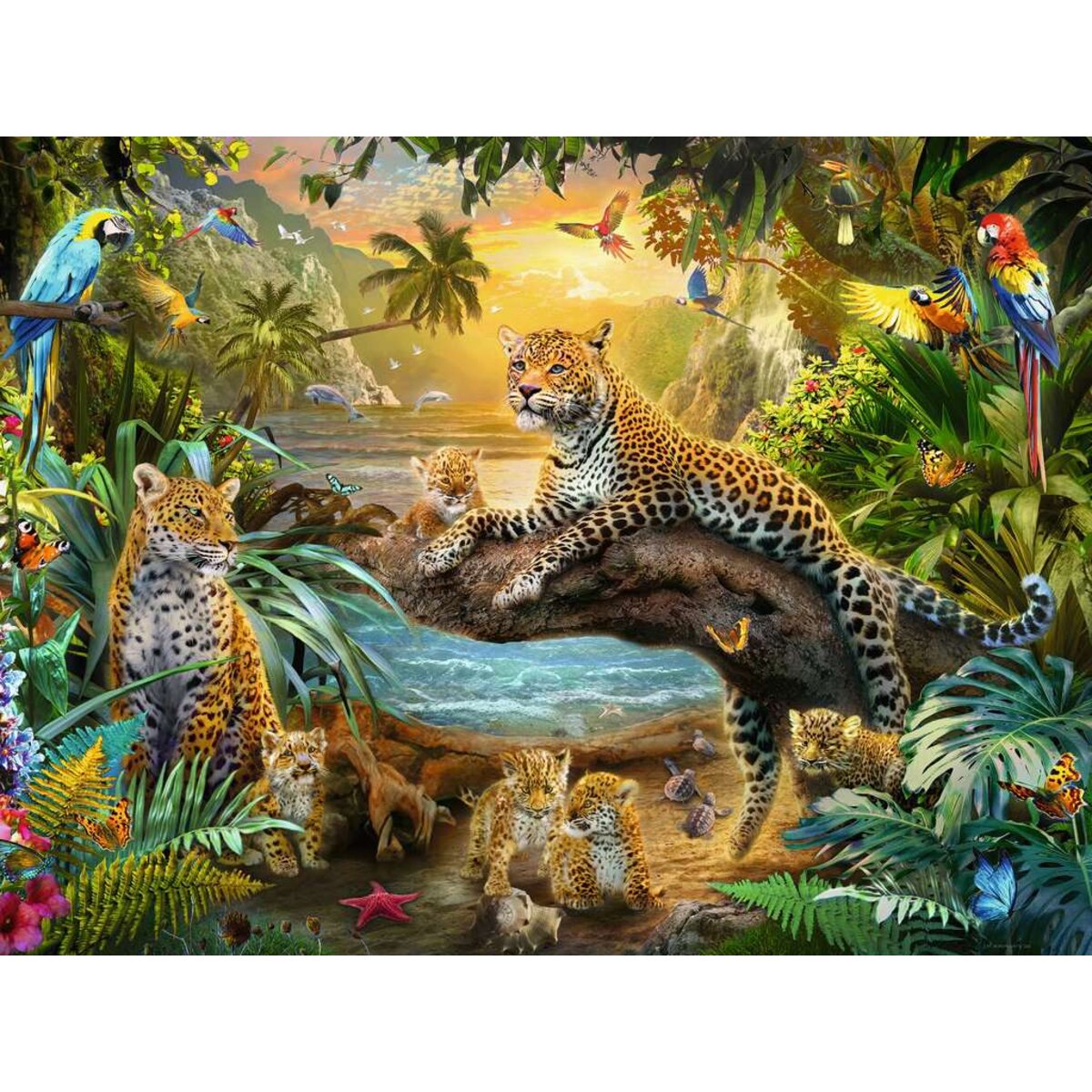 Ravensburger Puzzle - Leopardenfamilie im Dschungel, 1500 Teile