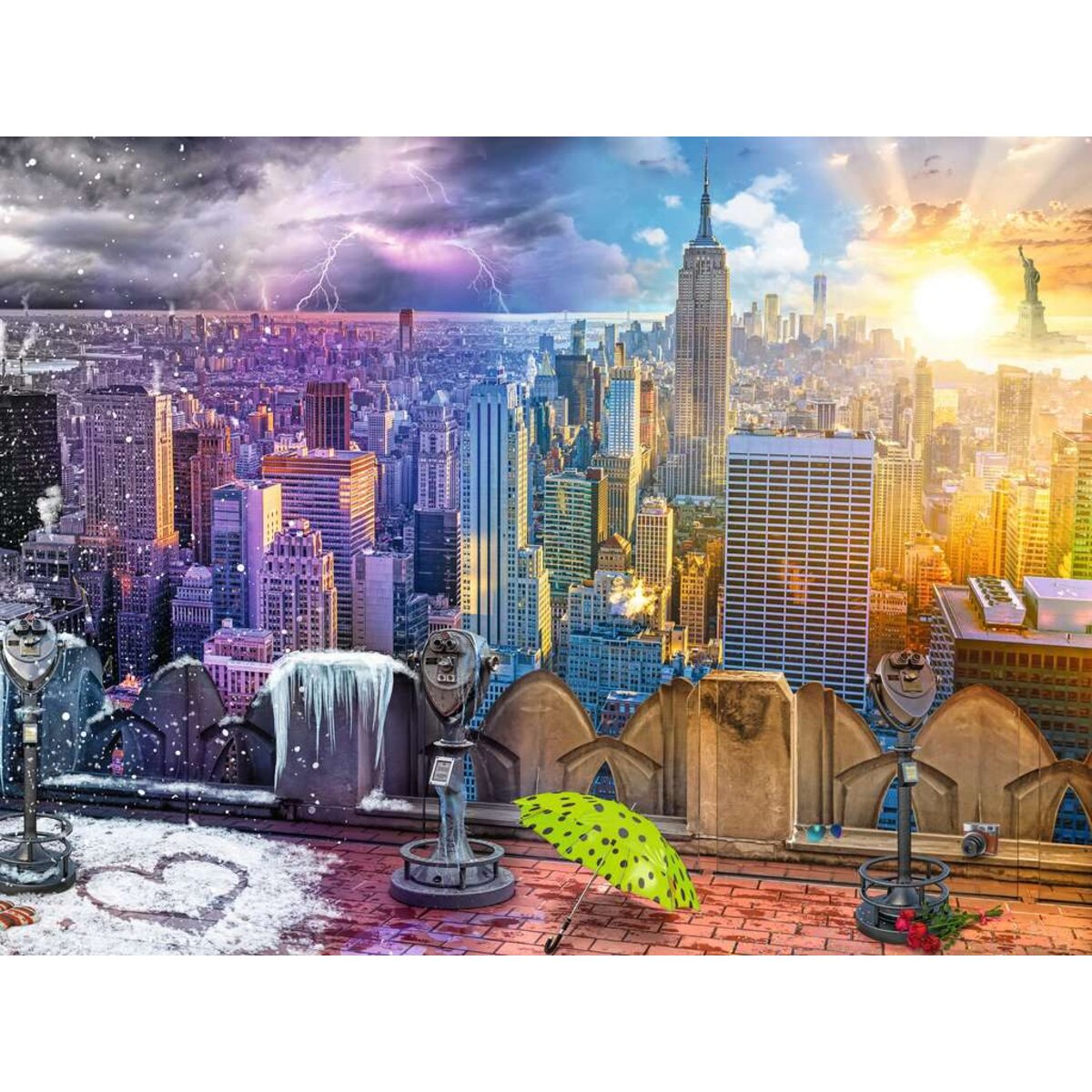 Ravensburger Puzzle - New York im Winter und Sommer, 1500 Teile