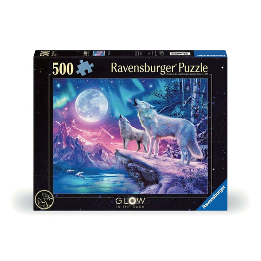 Ravensburger Puzzle - Glow in the Dark: Wolf im Nordlicht, 500 Teile