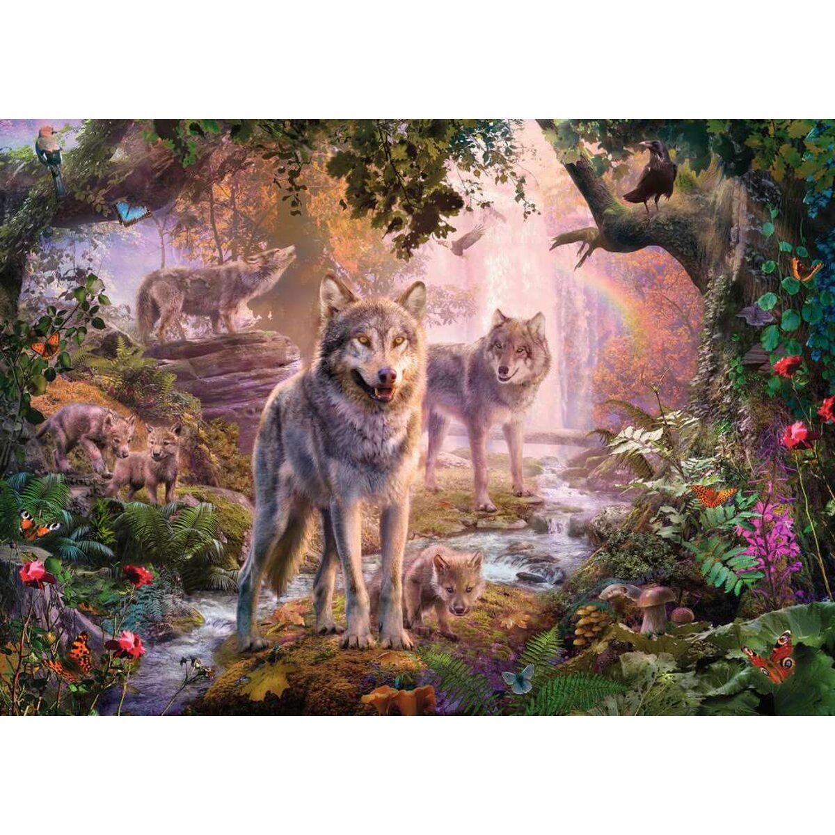 Ravensburger Puzzle - Wolfsfamilie im Sommer, 1000
