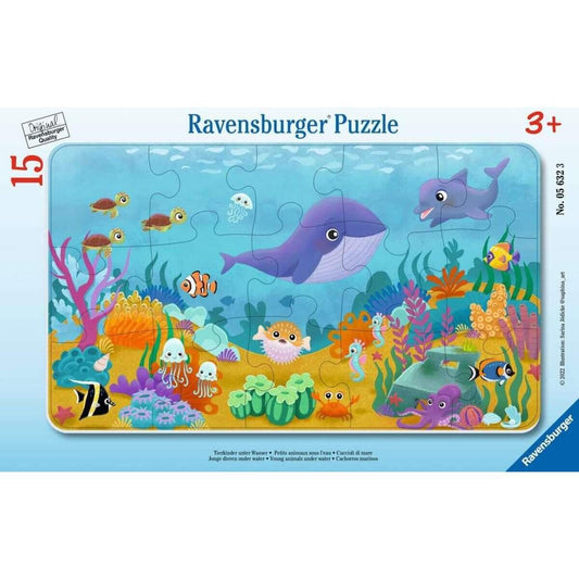 Ravensburger Rahmenpuzzle - Tierkinder unter Wasser, 15 Teile