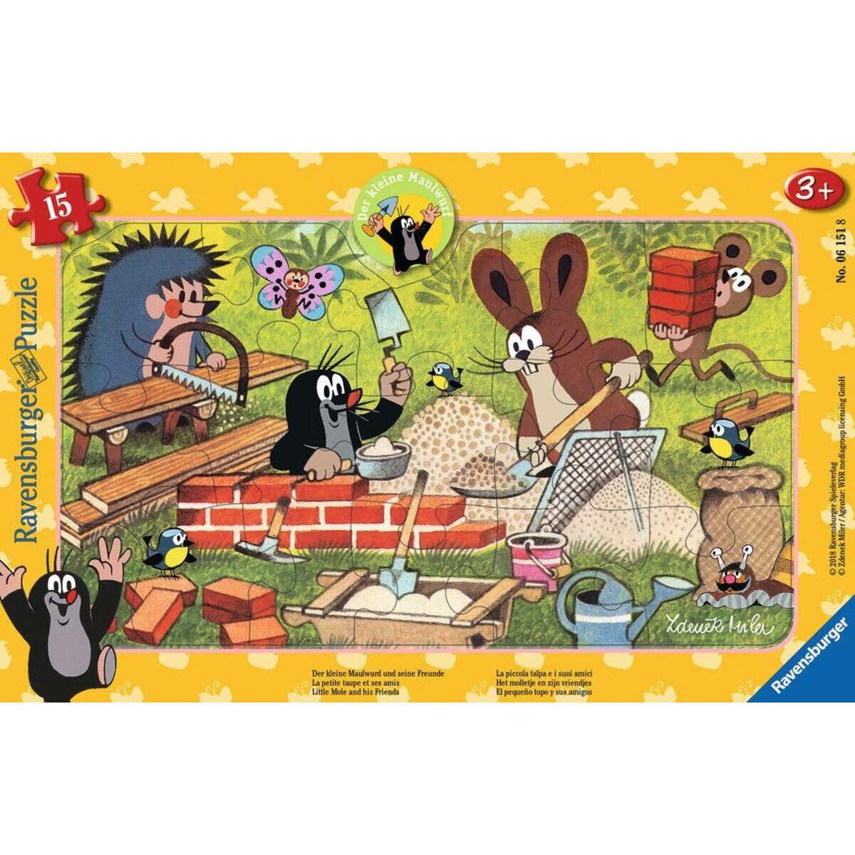 Ravensburger Rahmenpuzzle Der kleine Maulwurf und seine Freunde, 15 Teile