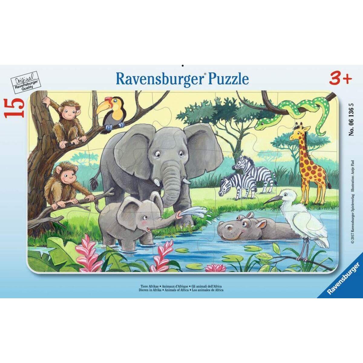 Ravensburger Rahmenpuzzle Tiere Afrikas, 15 Teile