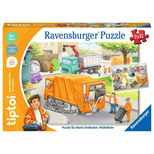 Ravensburger tiptoi® Puzzle für kleine Entdecker: Müllabfuhr, 2 x 12 Teile