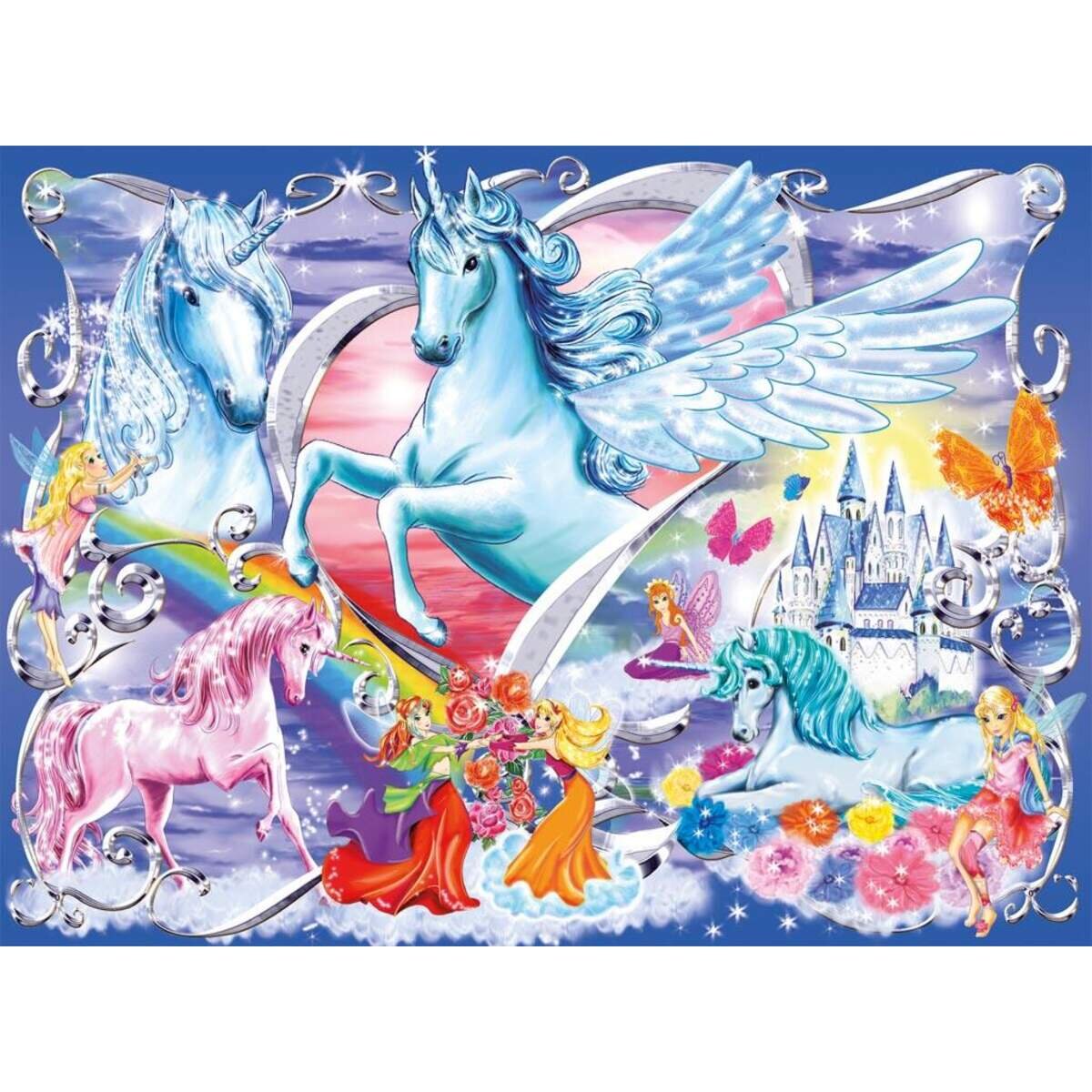 Ravensburger XXL Glitter Puzzle Die schönsten Einhörner, 100 Teile