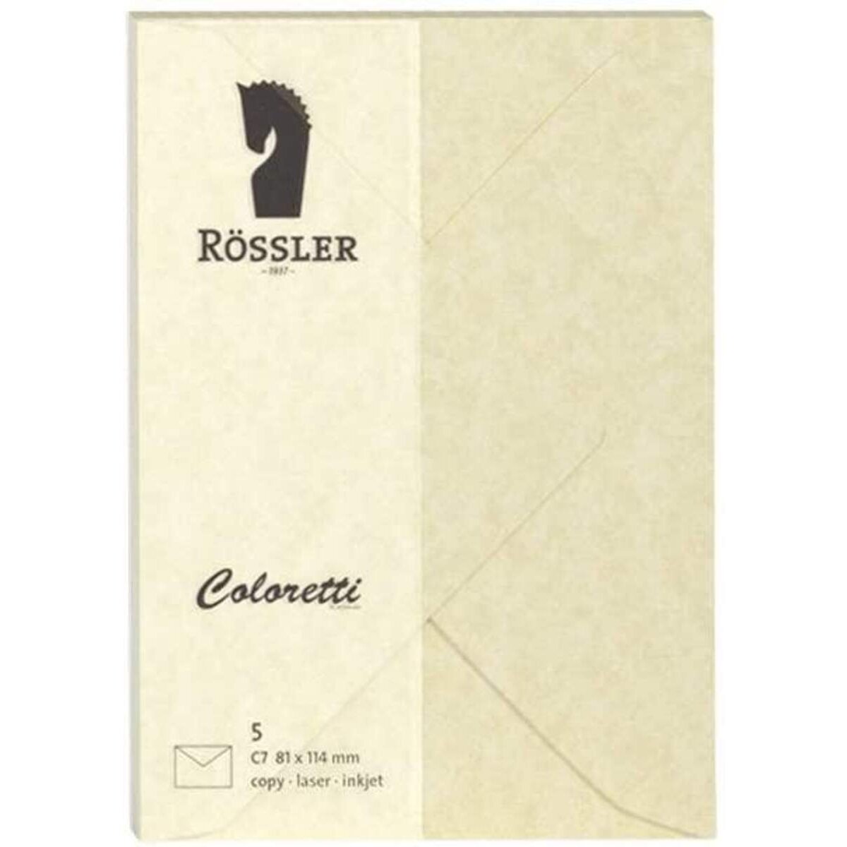 Rössler Coloretti Briefumschläge, 80 g/m², C7, 5 Stück, sandgelb