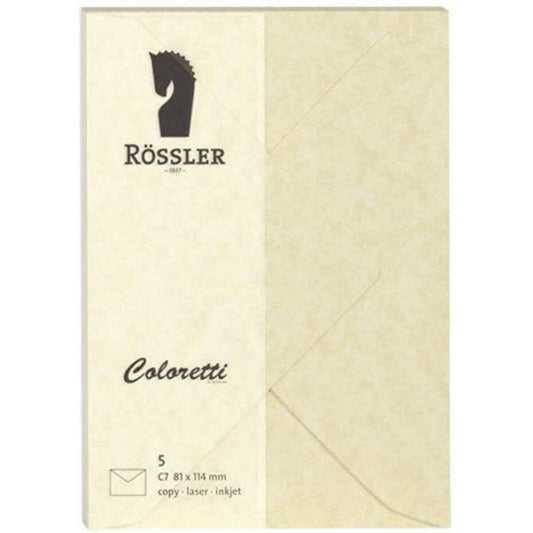 Rössler Coloretti Briefumschläge, 80 g/m², C7, 5 Stück, sandgelb