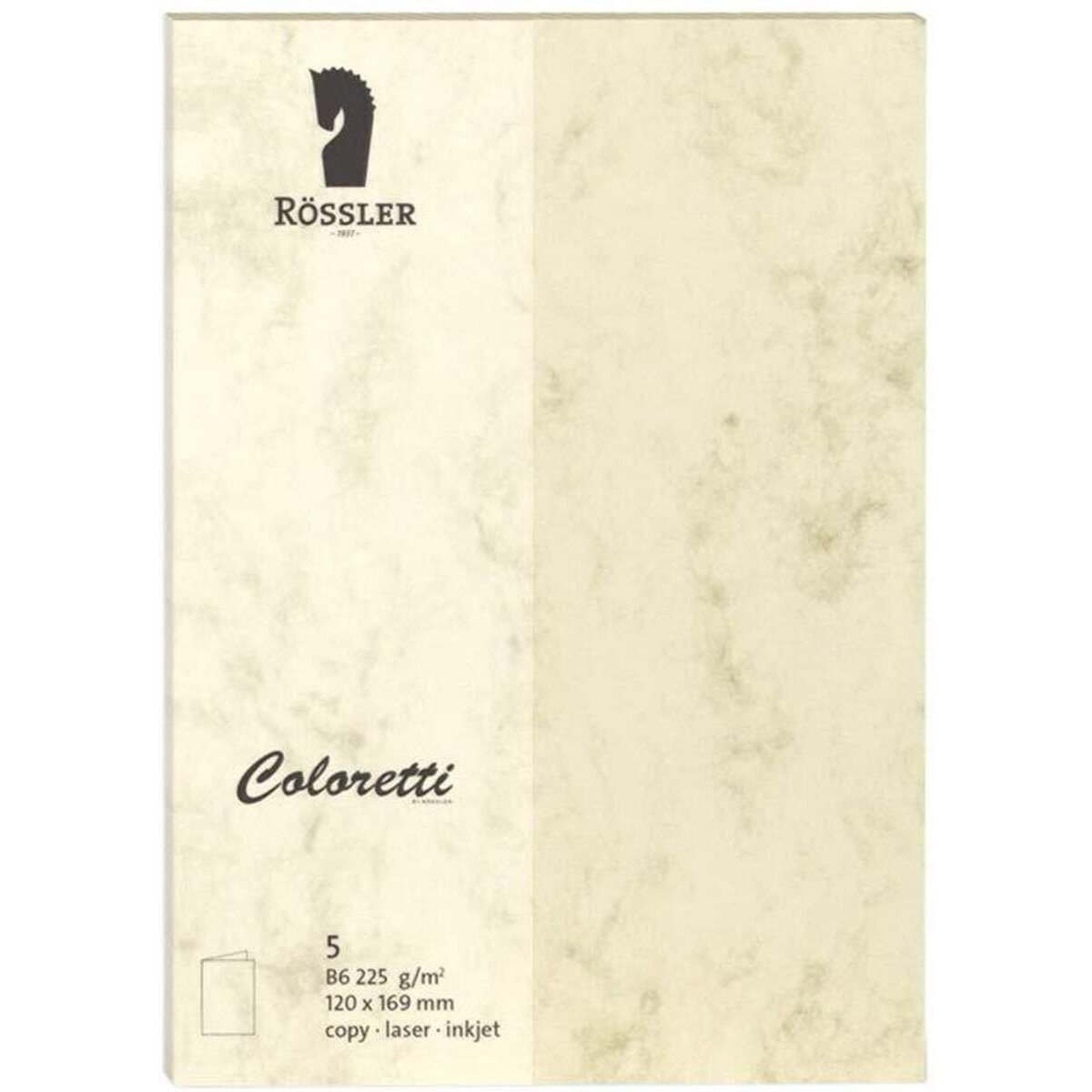 Rössler Coloretti Karten 220 g/m², B6 hd, 5 Stück, chamois marmora