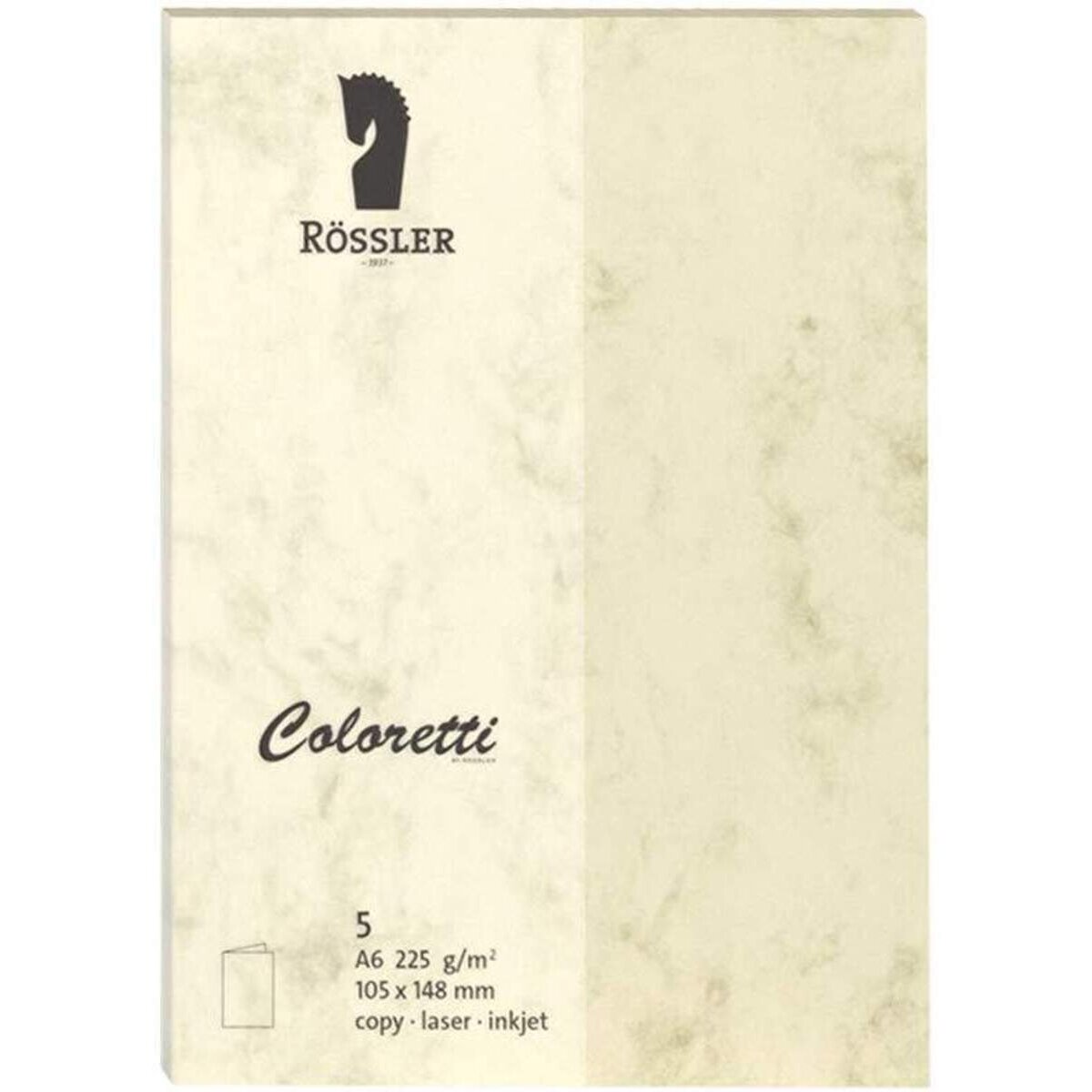 Rössler Coloretti Karten 220 g/m², A6 hd, 5 Stück, chamois marmora