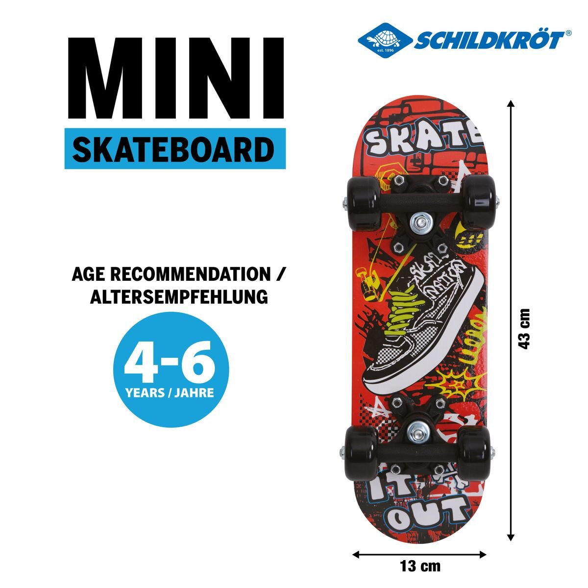 Schildkröt Mini-Skateboard 17“ - Skate it out