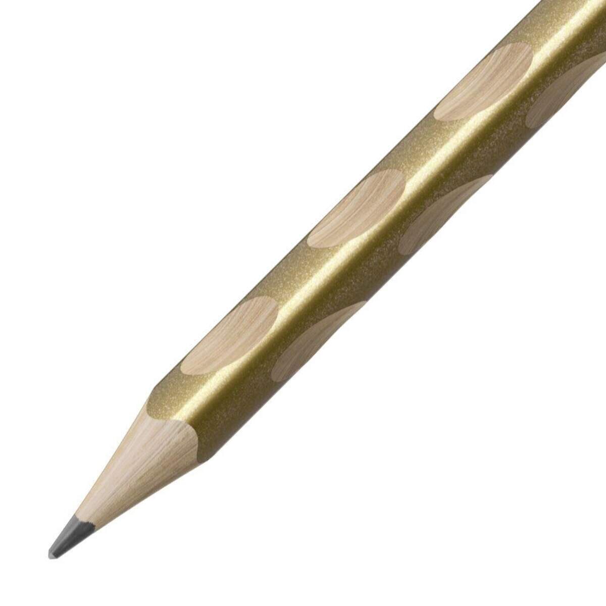 Schmaler Dreikant-Bleistift für Rechtshänder - STABILO EASYgraph S Metallic Edition in Gold - Einzelstift - Härtegrad HB