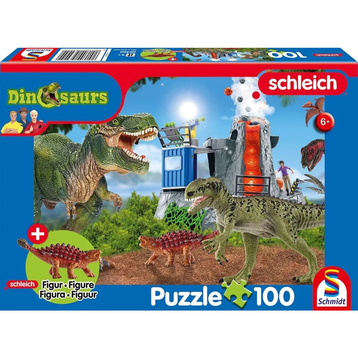 Schmidt Spiele Kinderpuzzle  Dinosaurs, Dinosaurier der Urzeit, 100 Teile, mit Saichania mini Figur