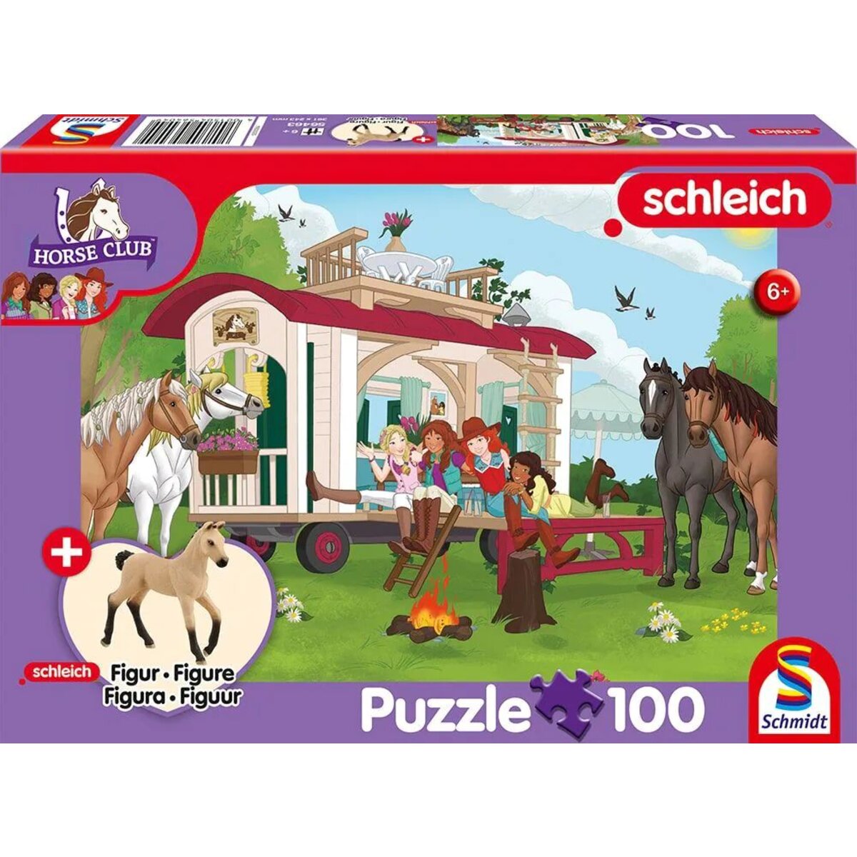 Schmidt Spiele Kinderpuzzle  Schleich ®: Horse Club - Hannoveraner Fohlen, Falbe, 100 Teile mit Add-on Figur