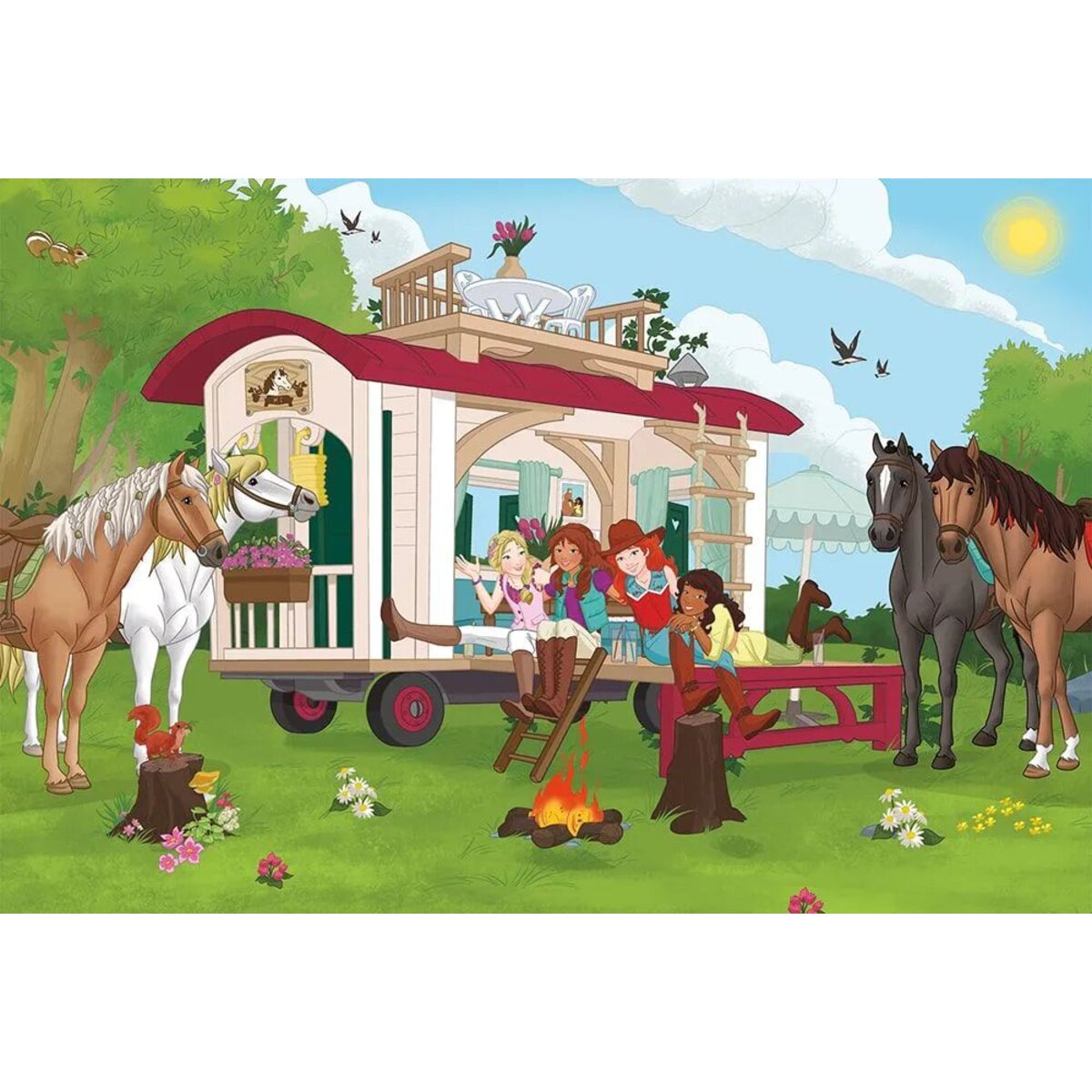 Schmidt Spiele Kinderpuzzle  Schleich ®: Horse Club - Hannoveraner Fohlen, Falbe, 100 Teile mit Add-on Figur