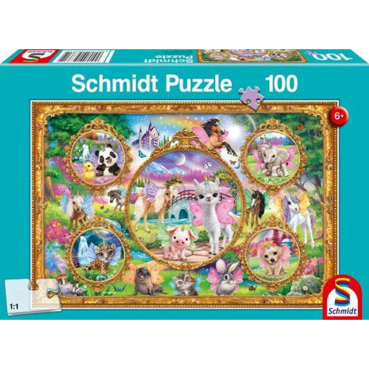 Schmidt Spiele KinderPuzzle - Animal Club, Einhorn-Tierwelt, 100 Teile