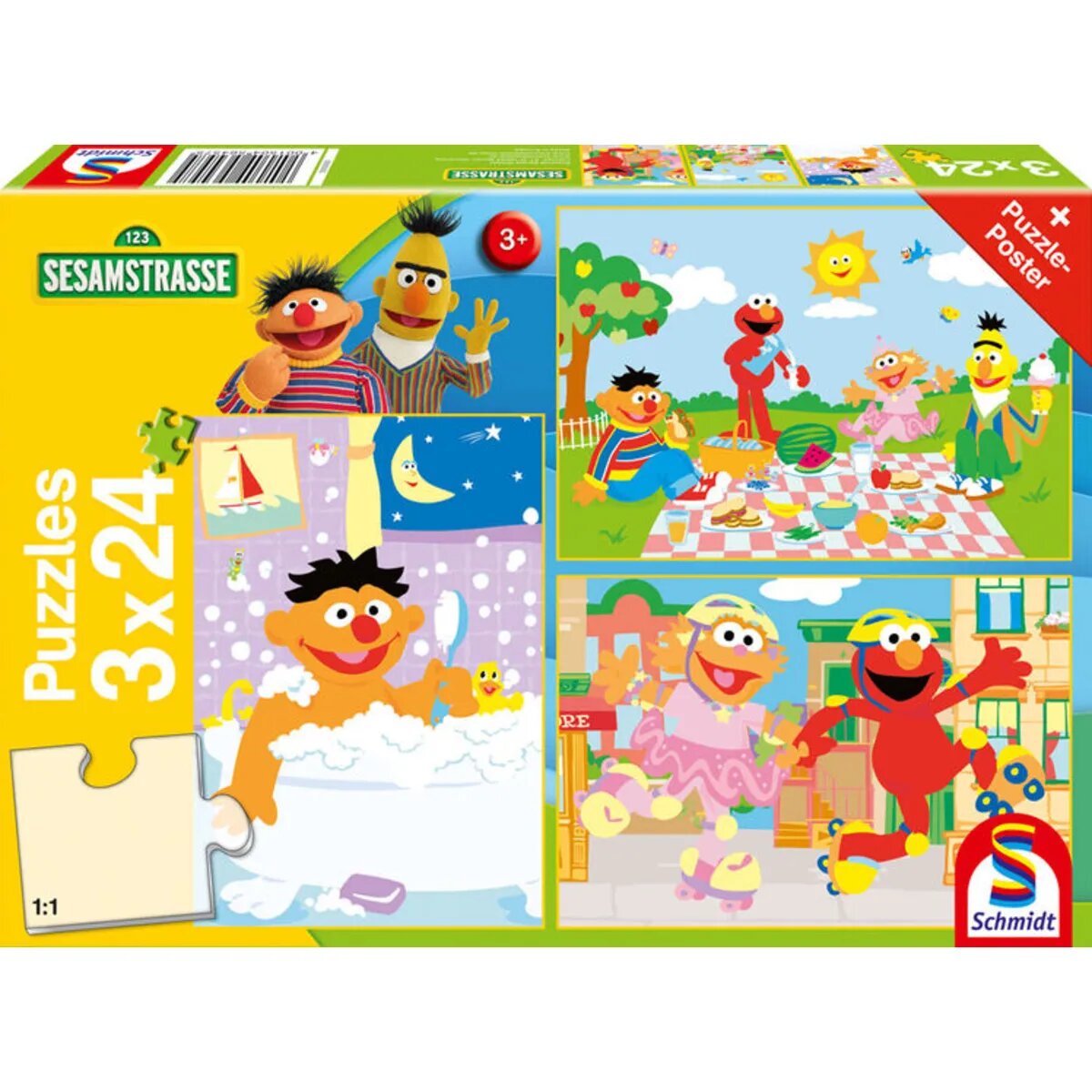 Schmidt Spiele Puzzle - Die Sesamstrasse: Sachen machen, 3x24 Teile