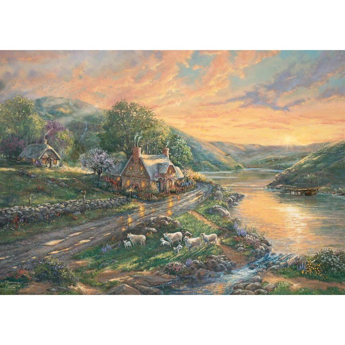 Schmidt Spiele Puzzle -Thomas Kinkade Studios: Tagesanbruch im Emerald Valley, 1000 Teile