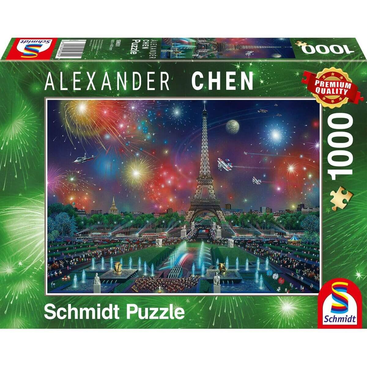 Schmidt Spiele Puzzle - Alexander Chen, Feuerwerk am Eiffelturm, 1.000 Teile