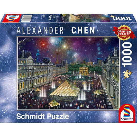 Schmidt Spiele Puzzle - Alexander Chen, Feuerwerk am Louvre, 1000 Teile