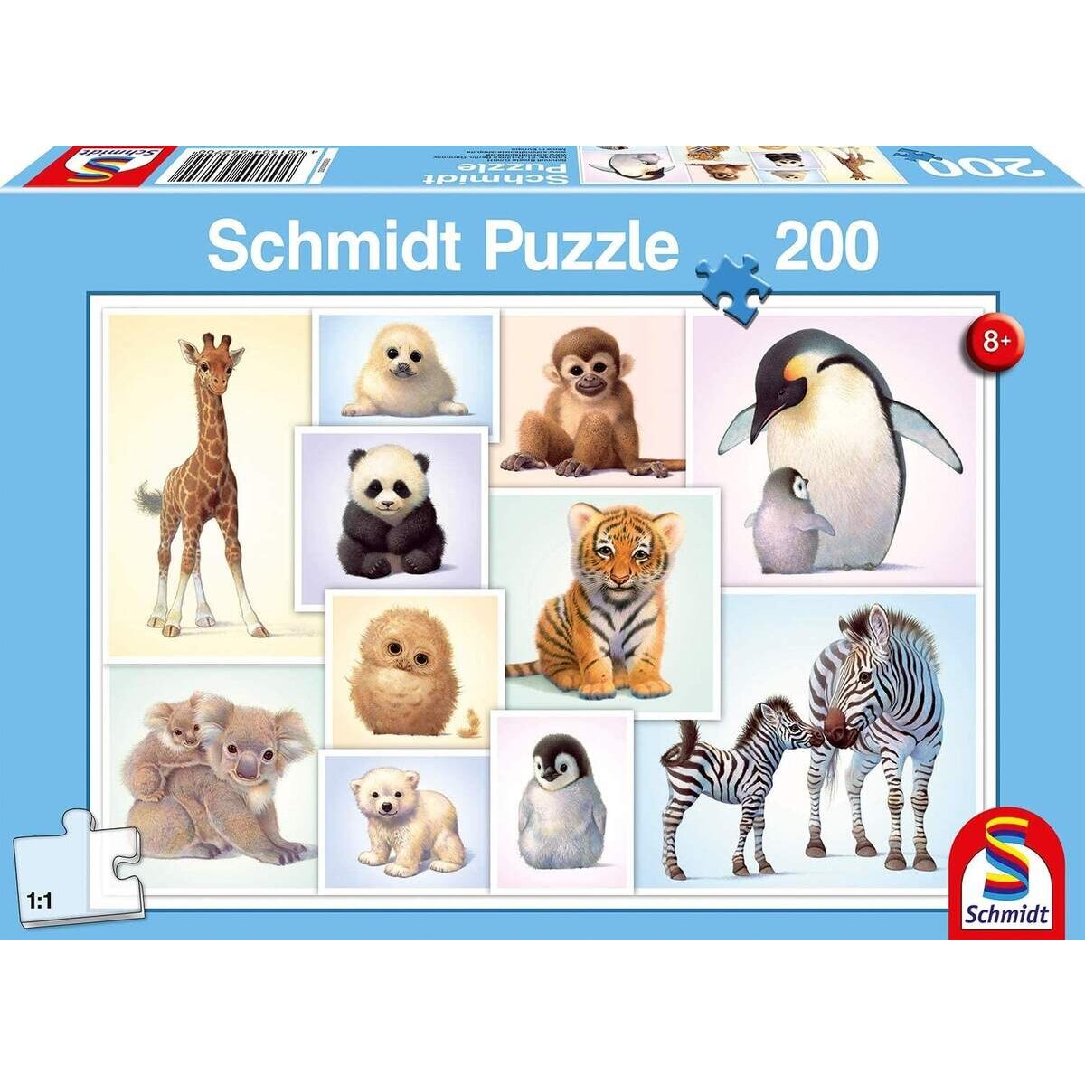 Schmidt Spiele KinderPuzzle - Puzzle Tierkinder der Wildnis, 200 Teile